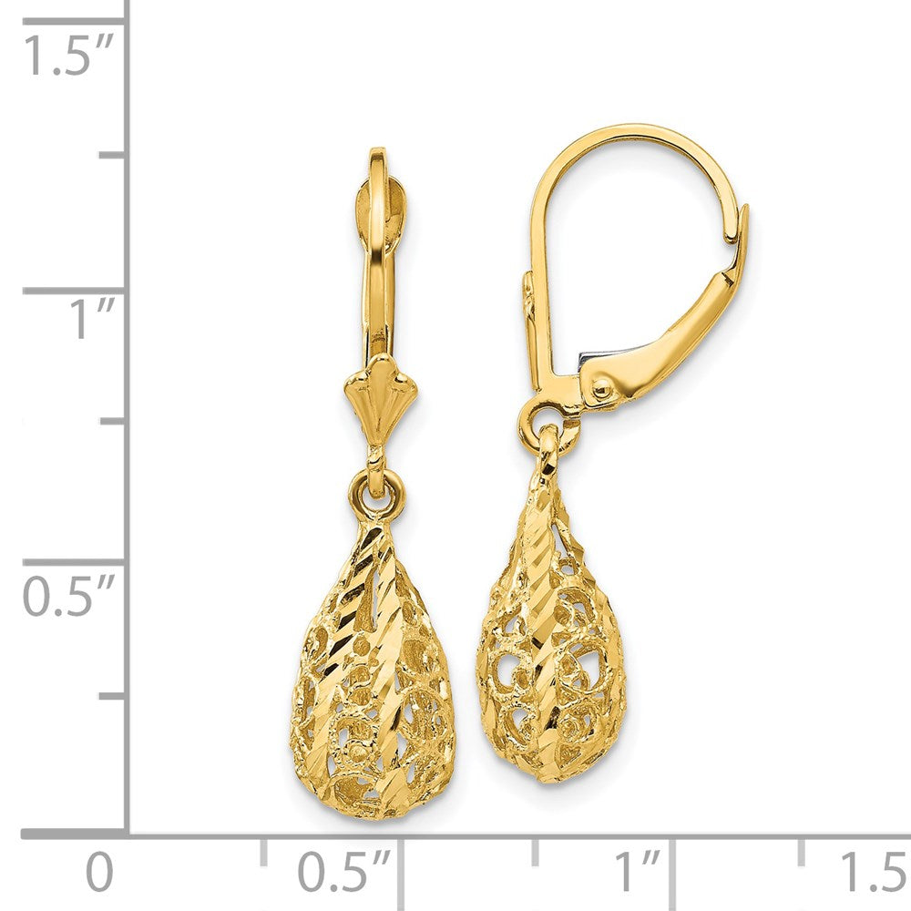 Exclusive 14K Gold Polished Diamond-Cut Dangle Earrings | Stylish Design