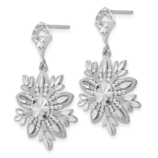 Buy 14K White Gold Elegant Snowflake Drop Earrings - Stylish & Affordable