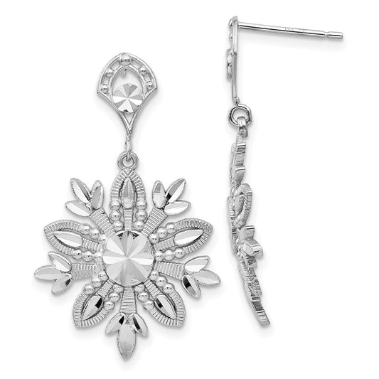 Buy 14K White Gold Elegant Snowflake Drop Earrings - Stylish & Affordable
