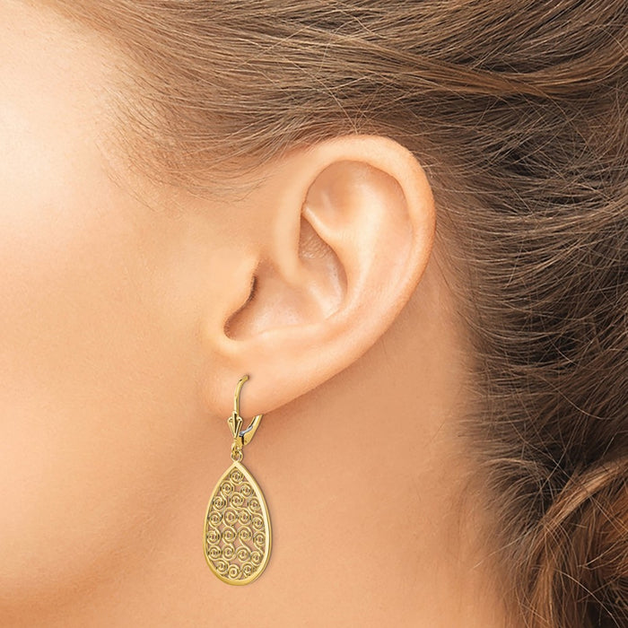 Exclusive 14K Gold Teardrop Filigree Dangle Earrings - Stylish and Affordable-3