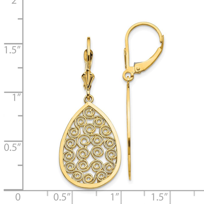Exclusive 14K Gold Teardrop Filigree Dangle Earrings - Stylish and Affordable-4