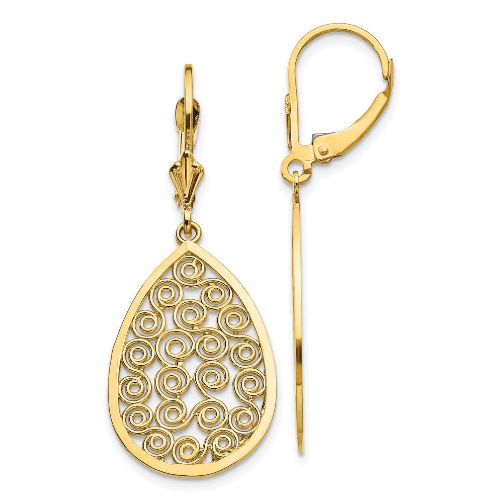 Exclusive 14K Gold Teardrop Filigree Dangle Earrings - Stylish and Affordable