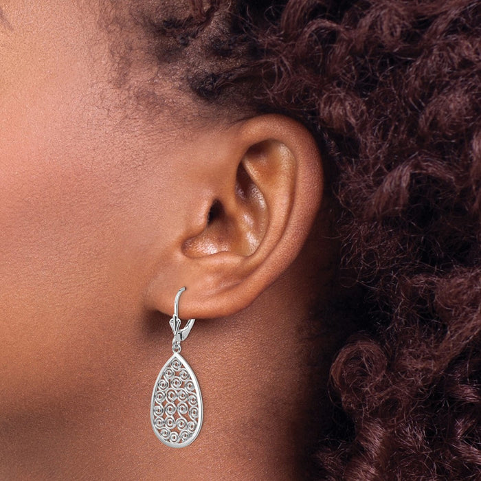 Shop Exclusive 14K White Gold Teardrop Dangle Earrings - Stylish Filigree Design-3