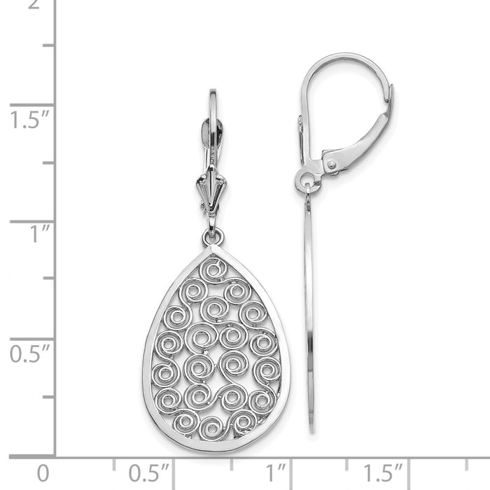 Shop Exclusive 14K White Gold Teardrop Dangle Earrings - Stylish Filigree Design-4