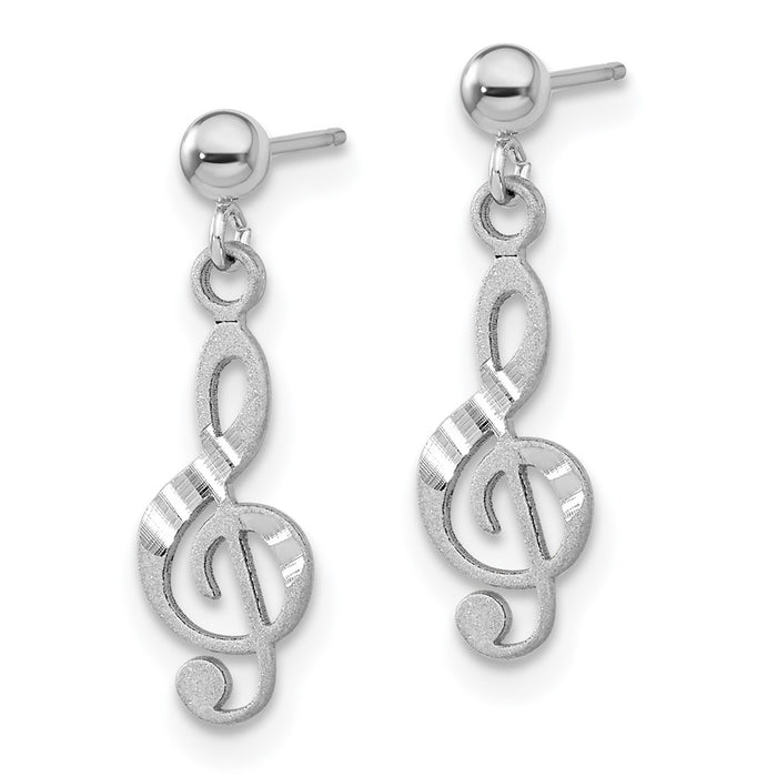 Buy Stylish 14K White Gold Treble Clef Drop Earrings - Luxury & Value!-2