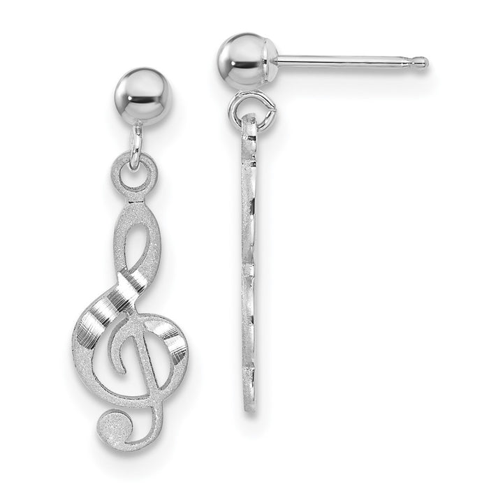Buy Stylish 14K White Gold Treble Clef Drop Earrings - Luxury & Value!-1