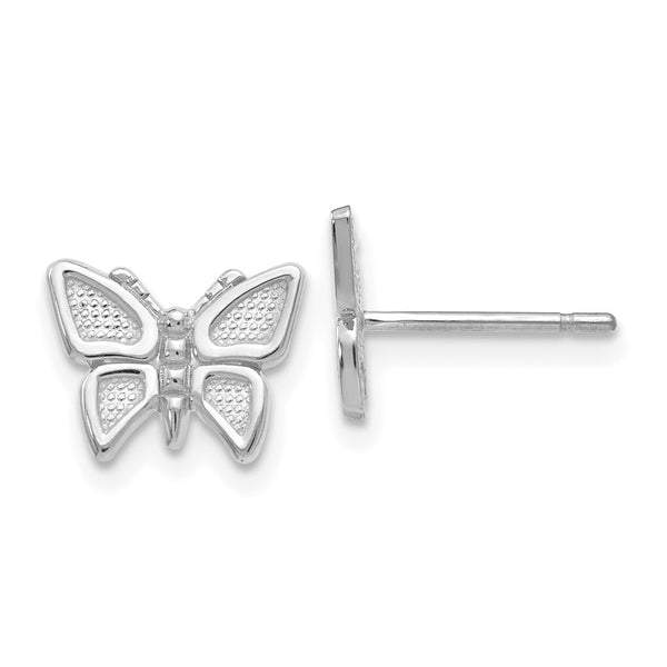 14K White Gold Butterfly Stud Earrings - Style GR1-1005909