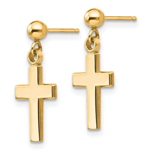 Order Stylish 14K Gold Polished Cross Earrings - Luxury Accessory for You