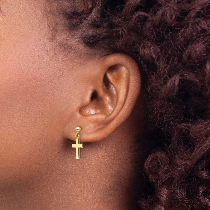 Order Stylish 14K Gold Polished Cross Earrings - Luxury Accessory for You-3