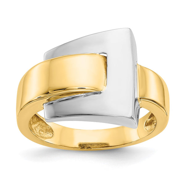 14K Two-Tone Polished Buckle Band Ring
