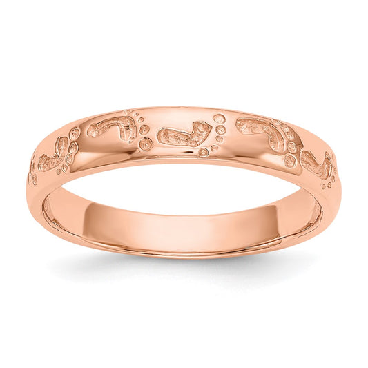 Shop 14K Rose Gold Engraved Footprints Ring - Stylish Design, Affordable Luxury