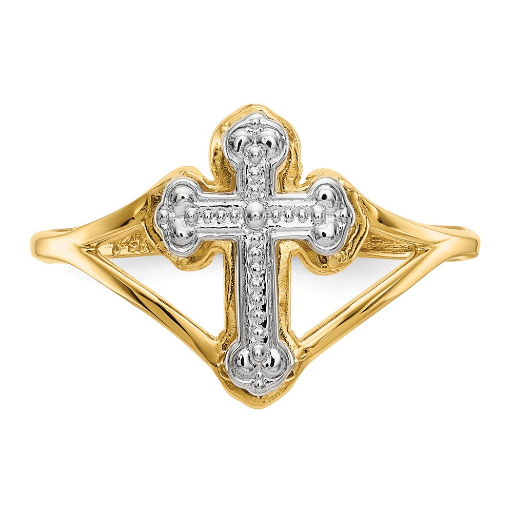 Shop Stylish 14K White Gold Rhodium-Plated Cross Ring - High-Quality Design
