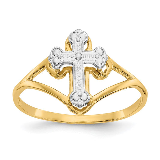 Shop Stylish 14K White Gold Rhodium-Plated Cross Ring - High-Quality Design