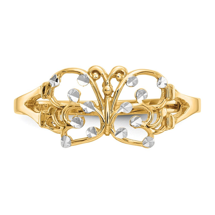 Shop Stylish 14K White Gold Rhodium-Plated Butterfly Ring - Diamond-Cut Design-5