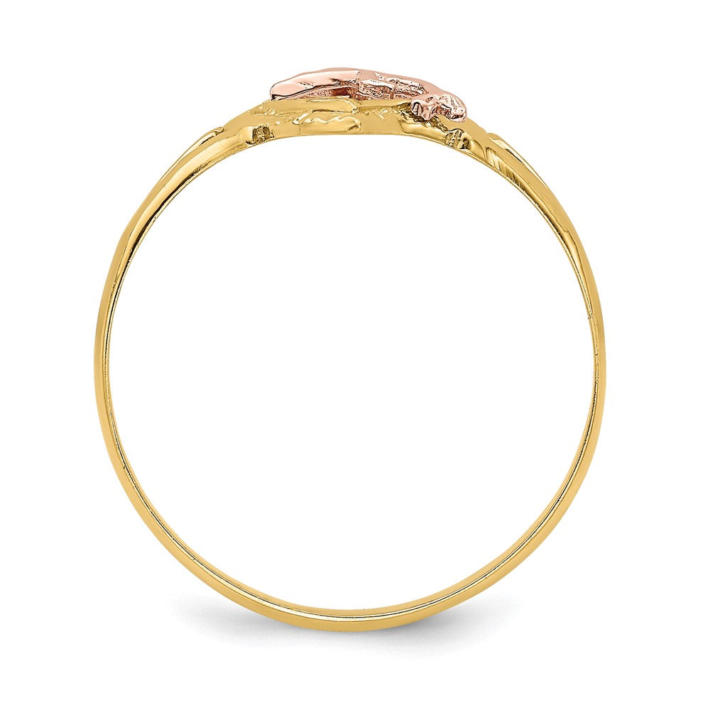 Buy Stylish 14K Yellow & Rose Gold Dolphin Heart Ring - Luxury Rhodium Finish