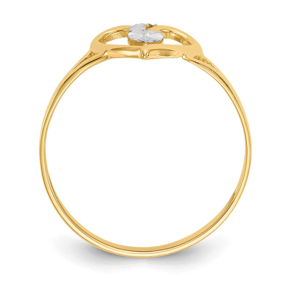 High-Quality 14K Gold Heart-Shaped Ring with White Rhodium Finish - Stylish Value