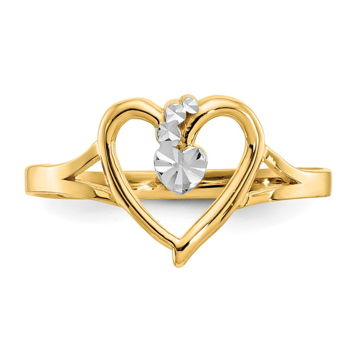 High-Quality 14K Gold Heart-Shaped Ring with White Rhodium Finish - Stylish Value-4