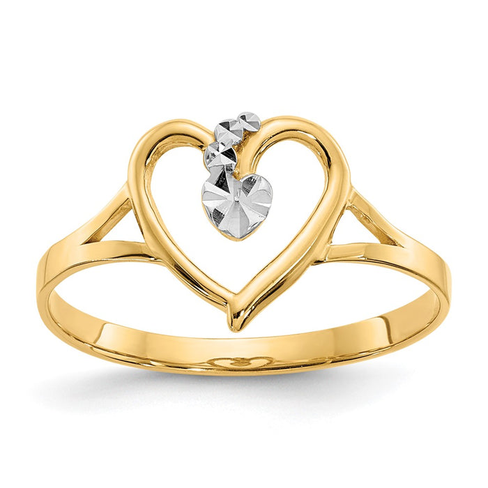 High-Quality 14K Gold Heart-Shaped Ring with White Rhodium Finish - Stylish Value-1