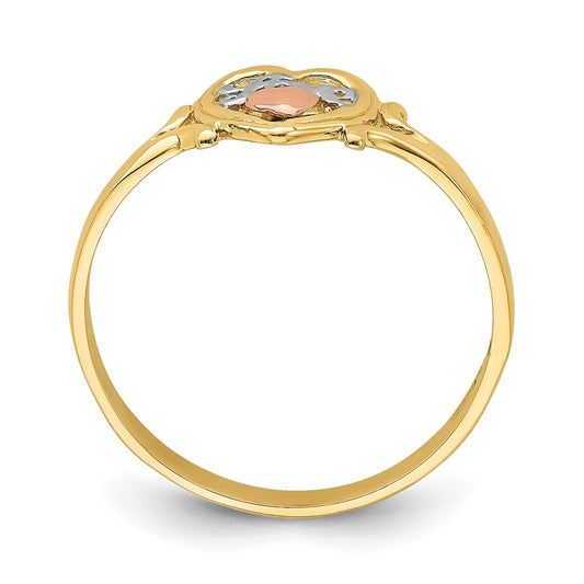 Shop Designer 14K Yellow & Rose Gold Rhodium-Plated Love Heart Ring - Stylish Value!