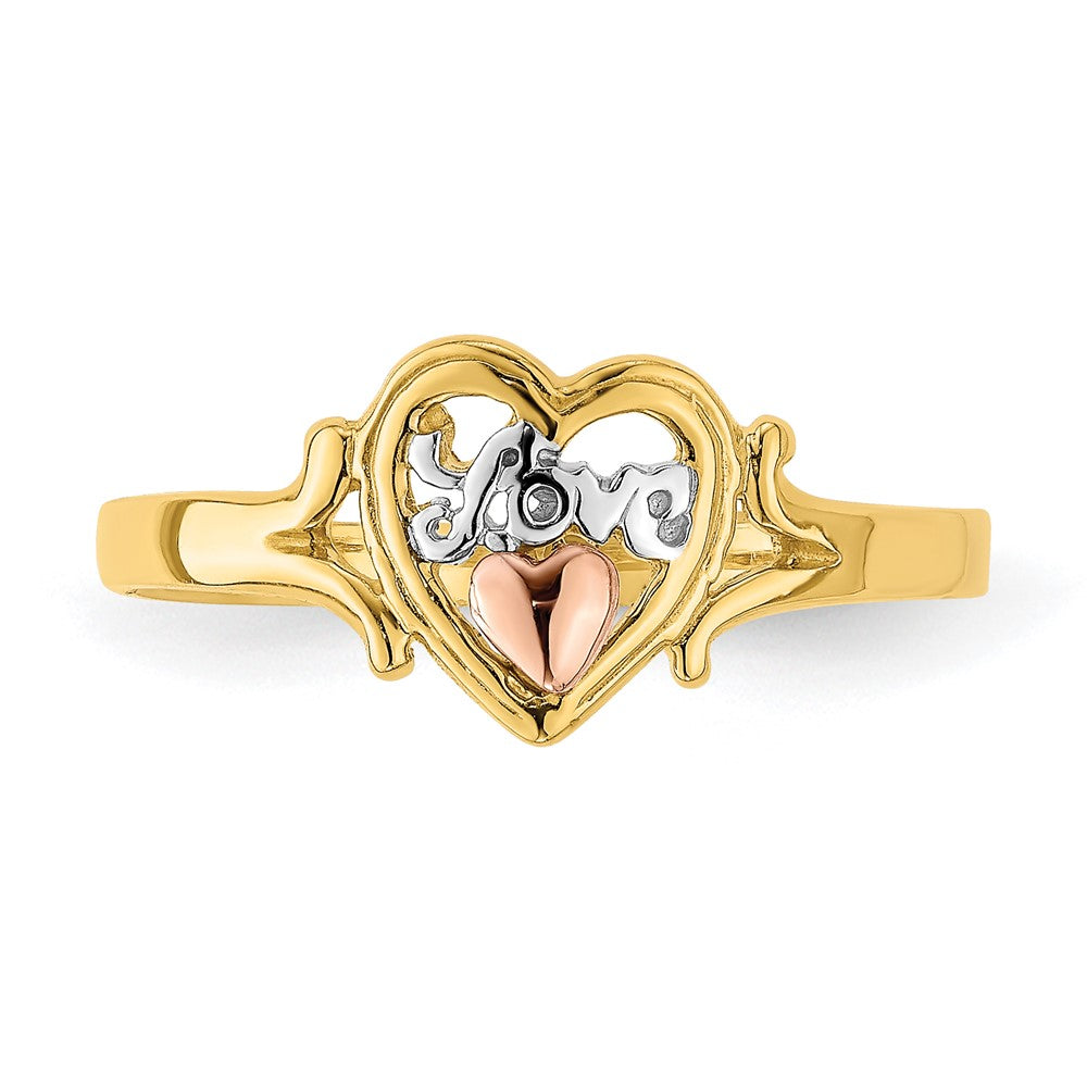 Shop Designer 14K Yellow & Rose Gold Rhodium-Plated Love Heart Ring - Stylish Value!