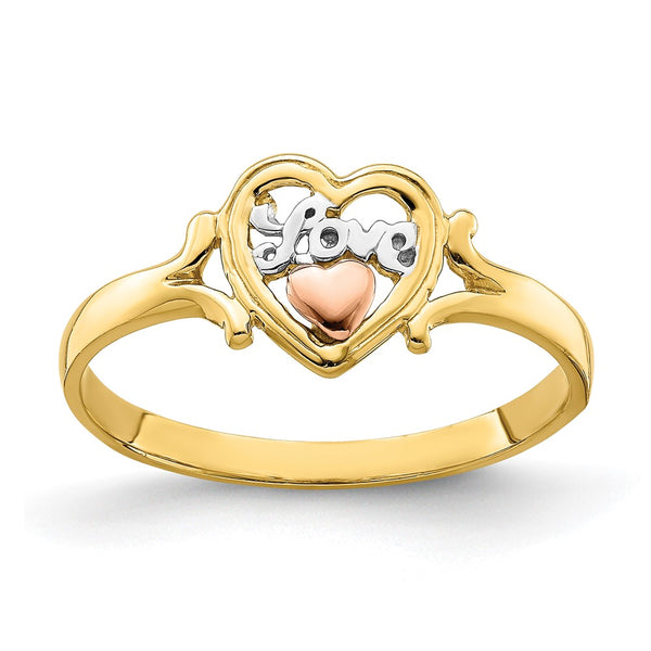 14K Yellow & Rose Gold Rhodium-Plated Love Heart Ring - Style GR1-1005928