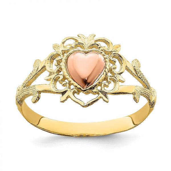 14K Two-Tone Heart-Shaped Ring