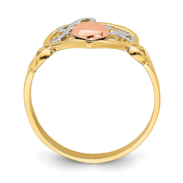 14K Yellow & Rose Gold Rhodium-Plated Love Heart Ring - Style GR1-1017305