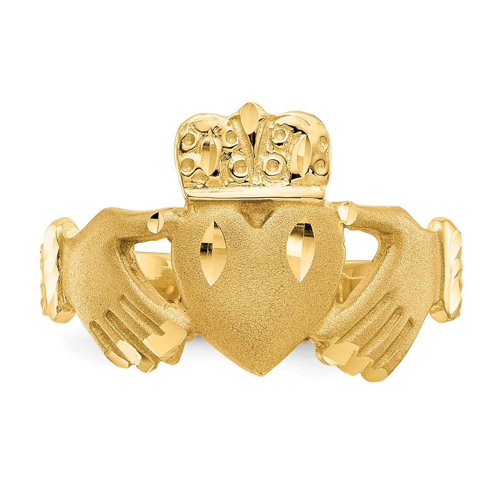 Exclusive 14K Diamond-Cut Claddagh Ring - Stylish Design, Affordable Luxury