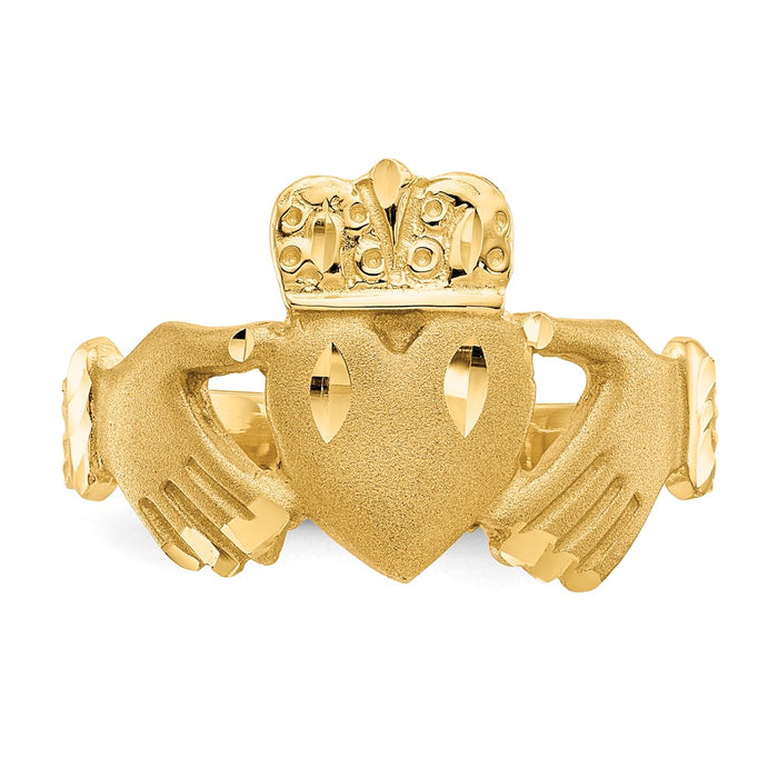 Exclusive 14K Diamond-Cut Claddagh Ring - Stylish Design, Affordable Luxury-4