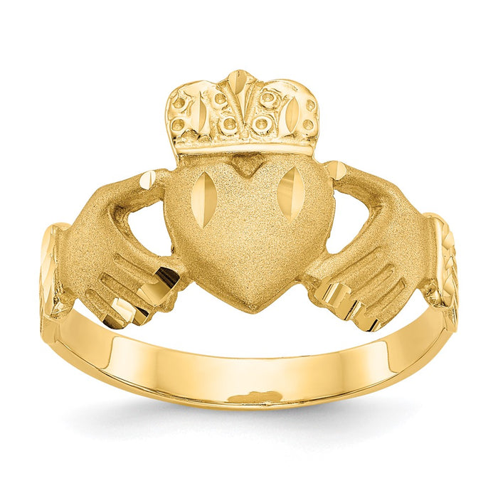 Exclusive 14K Diamond-Cut Claddagh Ring - Stylish Design, Affordable Luxury-1