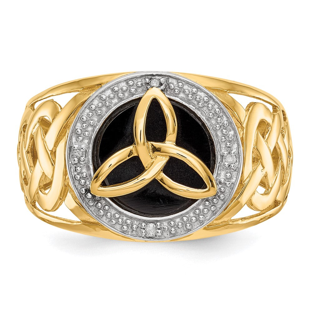 Buy Exclusive 14K Gold & Rhodium Onyx Diamond Trinity Ring - Stylish Luxury!