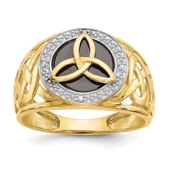 Buy Exclusive 14K Gold & Rhodium Onyx Diamond Trinity Ring - Stylish Luxury!