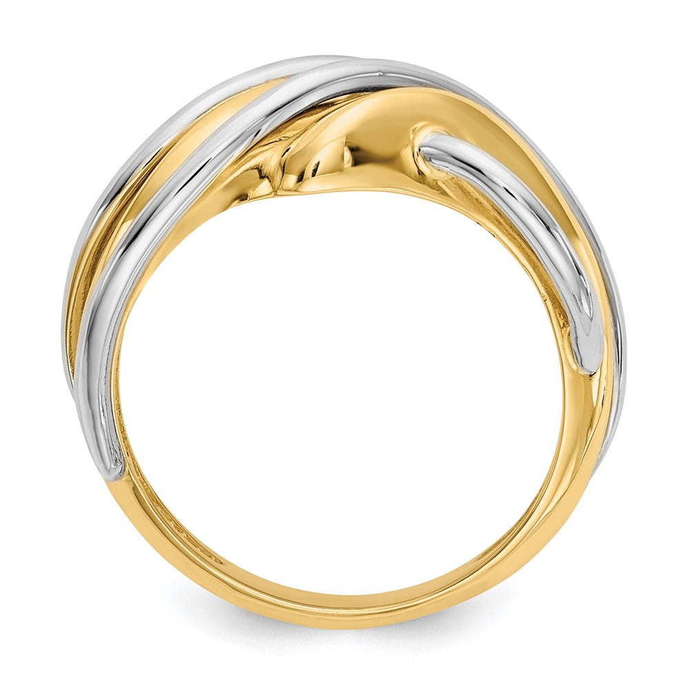 Shop Stylish 14K Two-Tone Wavy Band Ring - High-Quality & Affordable Elegance
