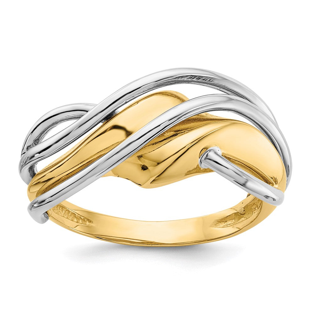 Shop Stylish 14K Two-Tone Wavy Band Ring - High-Quality & Affordable Elegance