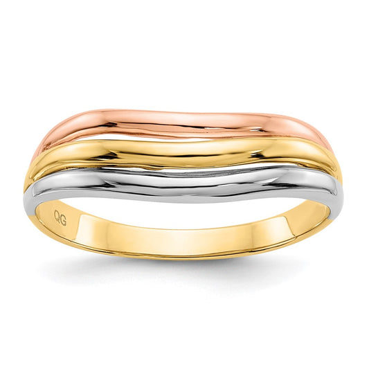 Shop 14K Tri-Color Elegant Open Design Ring - Stylish Luxury for Any Occasion