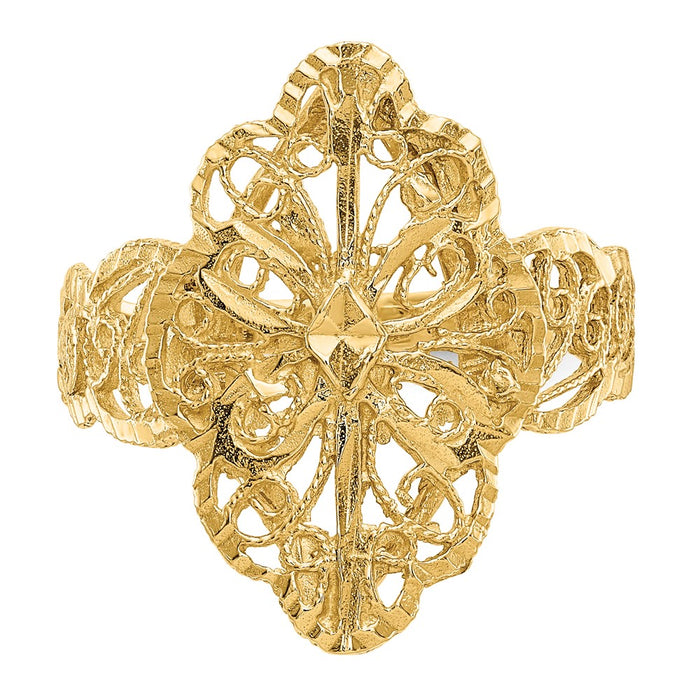 Buy Stylish 14K Diamond-Cut Filigree Ring - Elegant Design, Affordable Luxury-4