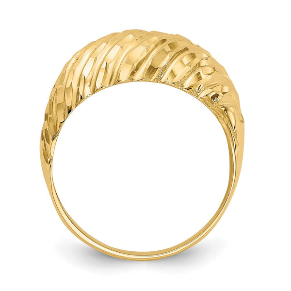 14K Diamond-Cut Curved Ring