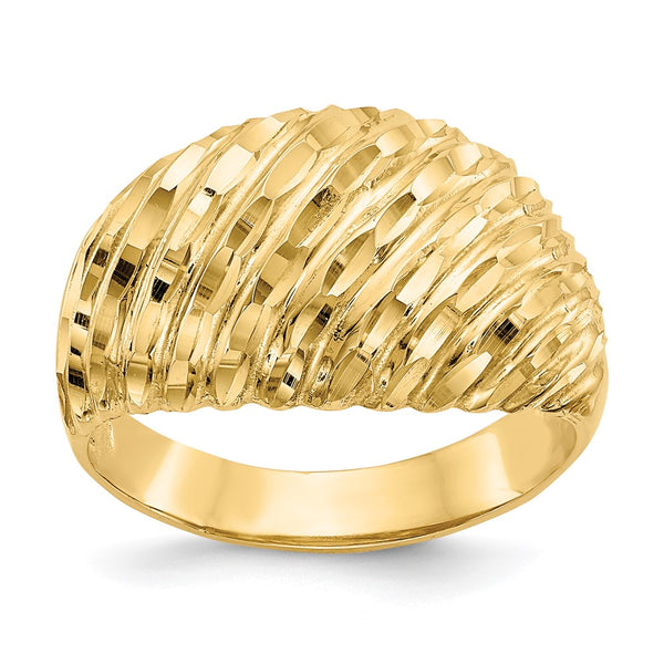14K Diamond-Cut Curved Ring