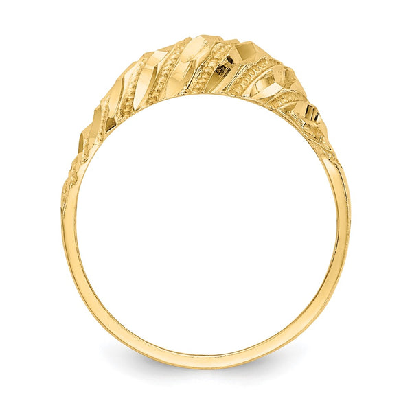 14K Diamond-Cut Dome Ring