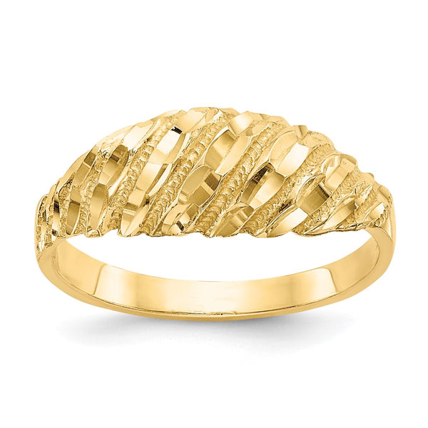 14K Diamond-Cut Dome Ring
