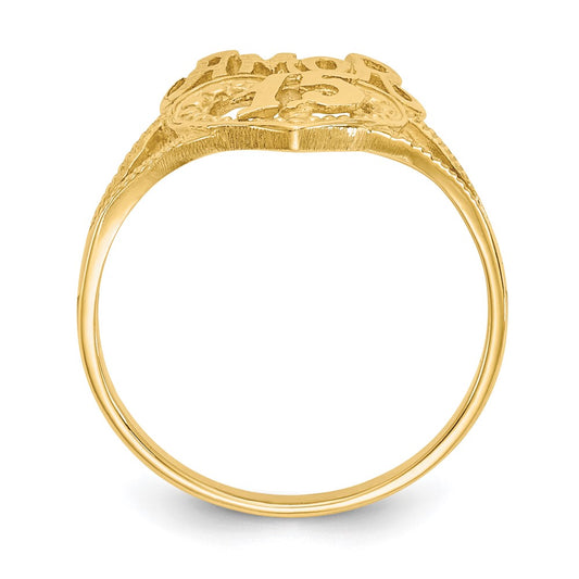 Exclusive 14K Gold 15 Amor Heart Ring - Stylish & Affordable Jewelry
