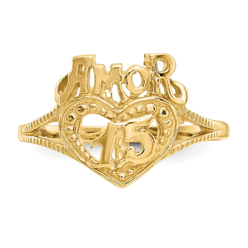 Exclusive 14K Gold 15 Amor Heart Ring - Stylish & Affordable Jewelry
