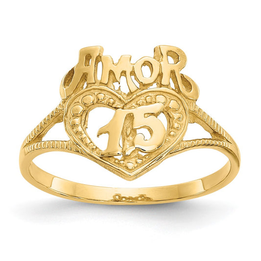 Exclusive 14K Gold 15 Amor Heart Ring - Stylish & Affordable Jewelry