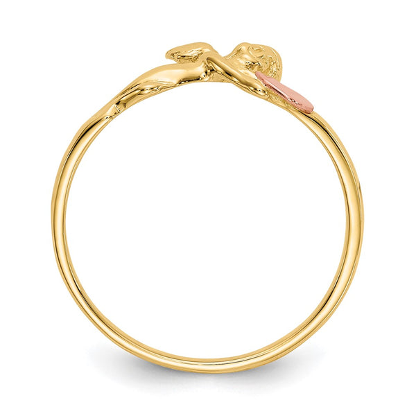 14K Two-Tone Heart Ring - Angel, Satin