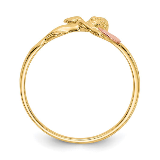 Buy Stylish 14K Two-Tone Heart Ring | Exclusive Angel Design, Satin Finish