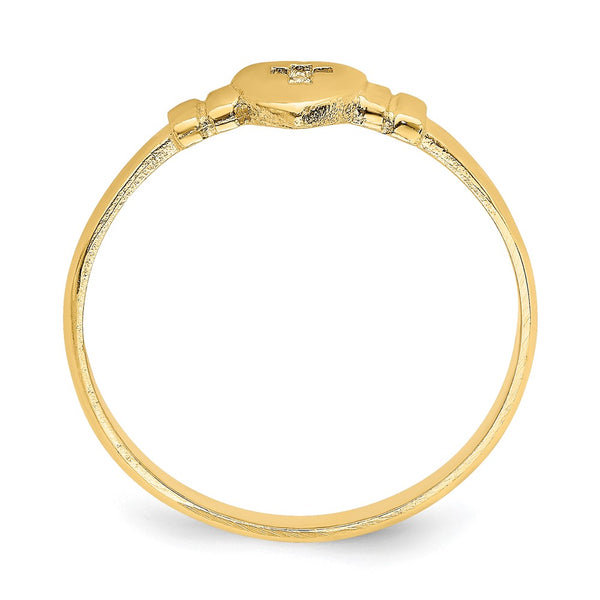 14K Gold Heart Ring - Cut-Out Cross