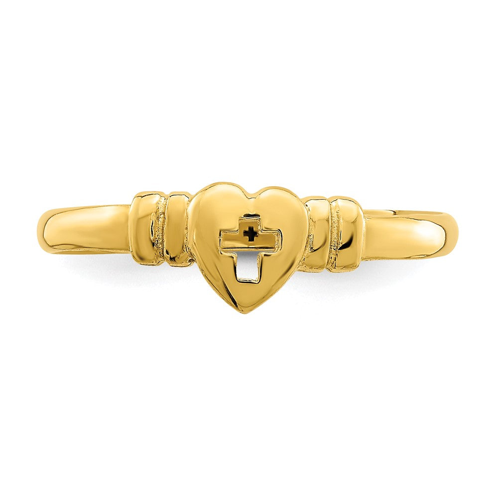 Shop Exclusive 14K Gold Heart Ring - Stylish Cut-Out Cross Design, Affordable