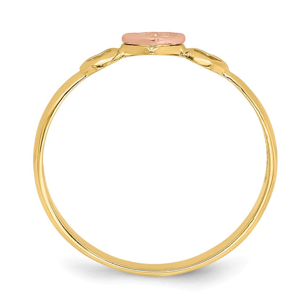 14K Two-Tone Gold Heart Ring - Rose Yellow Gold