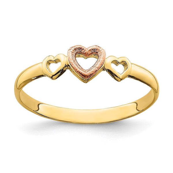 14K Two-Tone Gold Heart Ring - Rose Yellow Gold