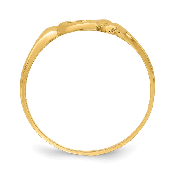 14K Gold Open Heart Swirl Ring